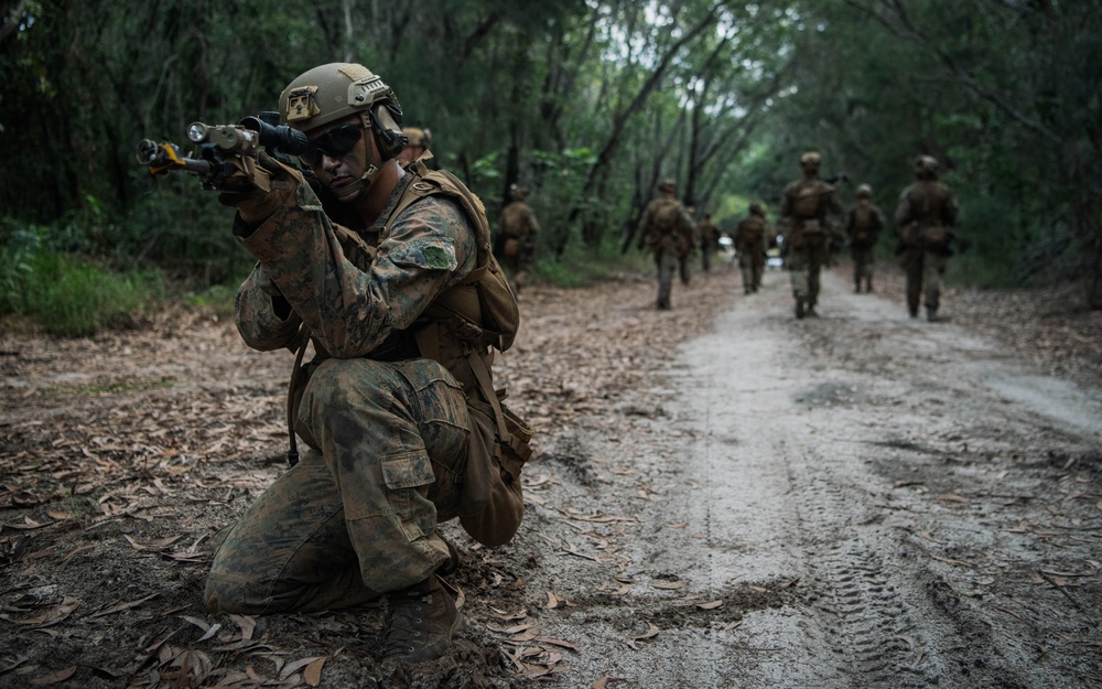 MRF-D 24.3: Golf Co., 2nd Bn., 5th Marines (Rein.) rehearses platoon operations in Tully