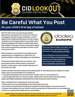 Army CID and DoDEA Europe Urge Caution with Back-to-School Social Media Posts
