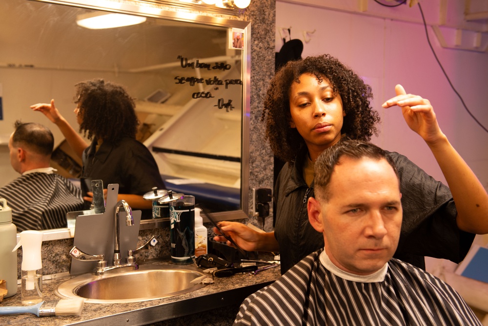 Haircuts aboard Boxer