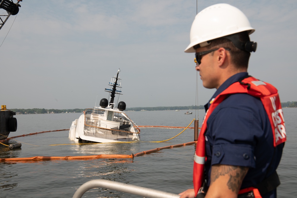 Coast Guard, partner agencies monitor salvage of yacht Lovebug