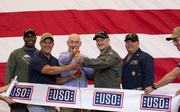 USS Gerald R. Ford (CVN 78) holds ribbon cutting for new USO spaces