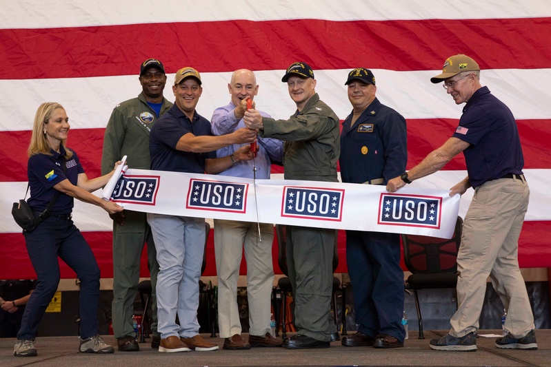 USS Gerald R. Ford (CVN 78) holds ribbon cutting for new USO spaces