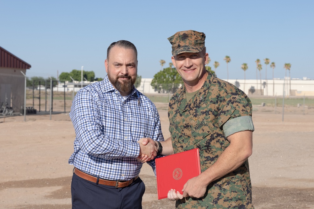 MCAS Yuma awards retired U.S. Marine Corps Master Sgt. Matthew Danque for El Centro expansion project success