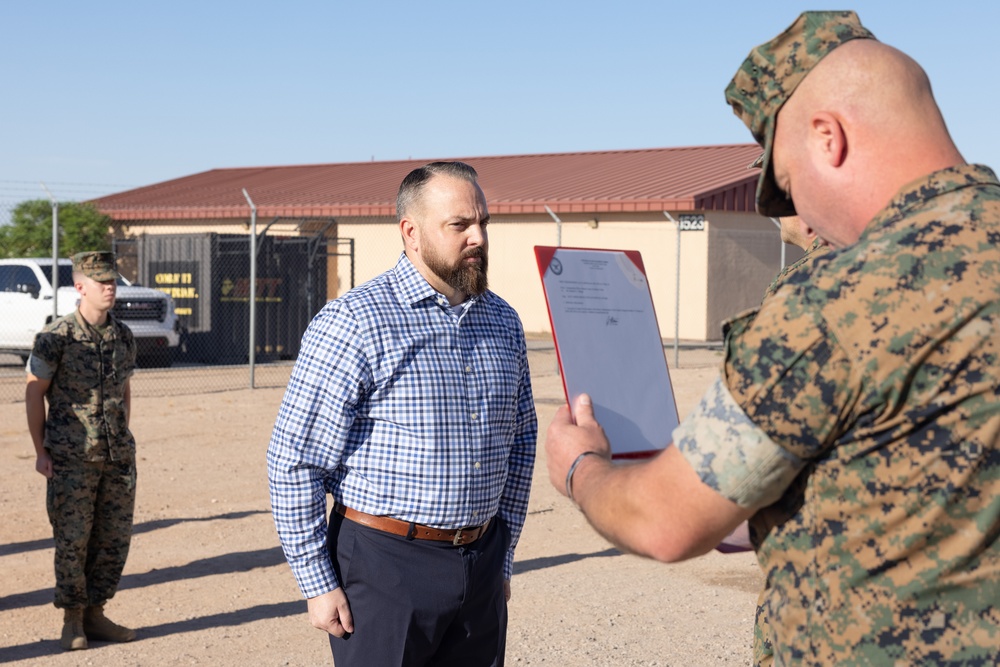 MCAS Yuma awards retired U.S. Marine Corps Master Sgt. Matthew Danque for El Centro expansion project success