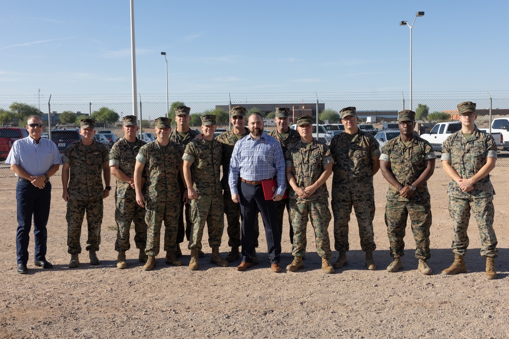 MCAS Yuma awards retired U.S. Marine Corps Master Sgt. Matthew Danque for El Centro expansion project success