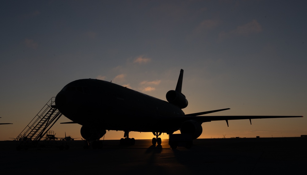 Travis KC-10 aircrew refuels F-15E Strike Eagles