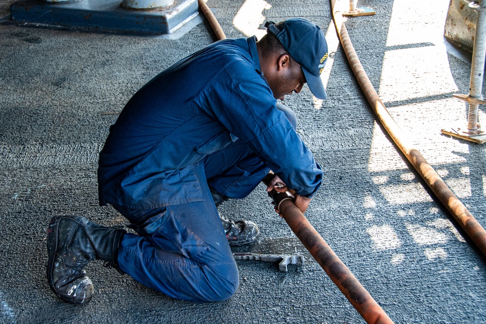 Nimitz Sailors Conduct Hydrostatic Testing On Fire Hoses Nimitz Sailors Conduct Hydrostatic Testing On Fire Hoses