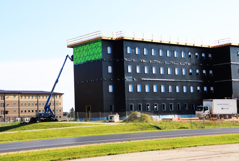 Fiscal year 2023-funded barracks project construction operations at Fort McCoy in August 2024