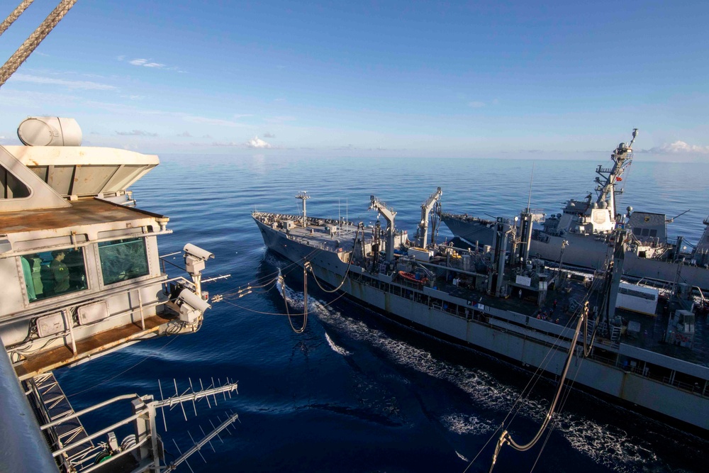 Abraham Lincoln conducts a replenishment-at-sea (RAS)