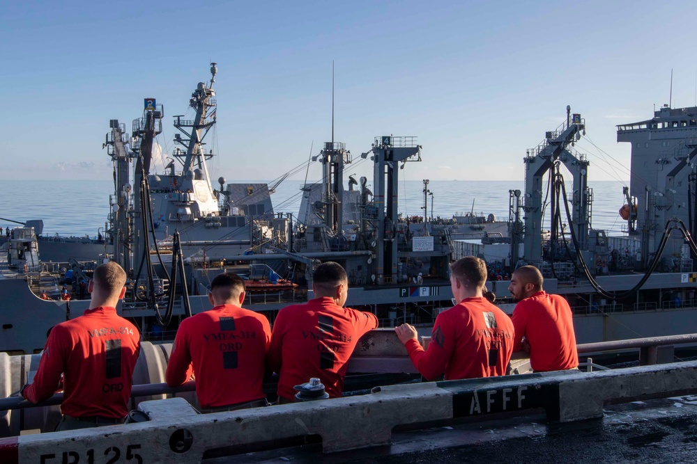 Abraham Lincoln conducts a replenishment-at-sea (RAS)