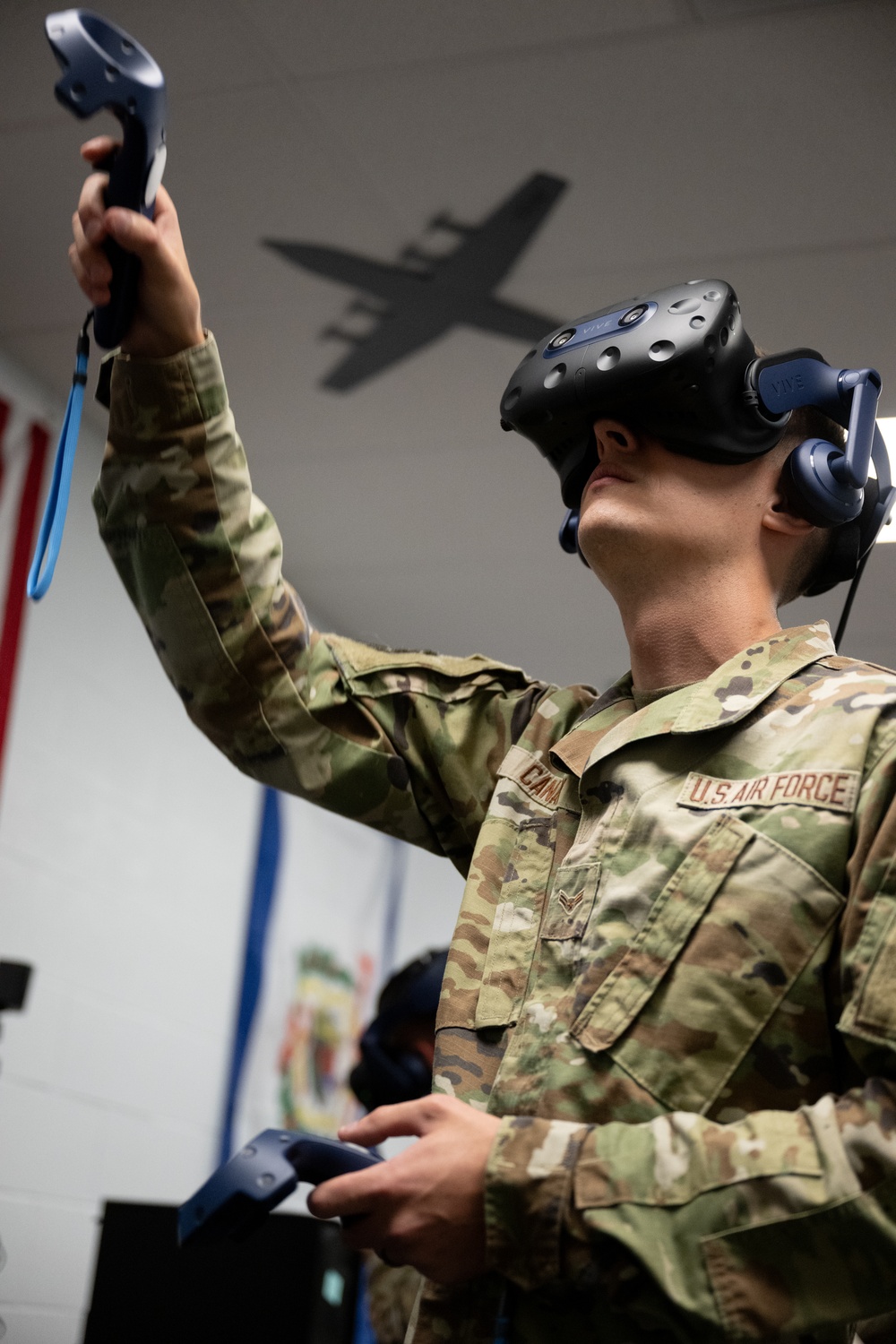 Airman use virtual reality to remain ready to go