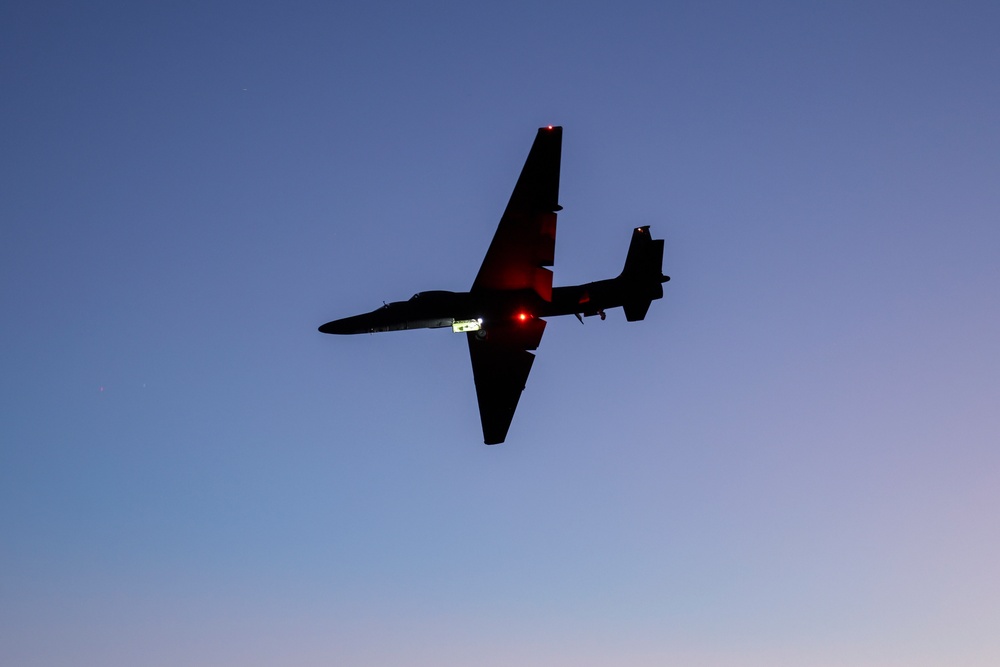 TU-2S Dragon Lady flies at dusk