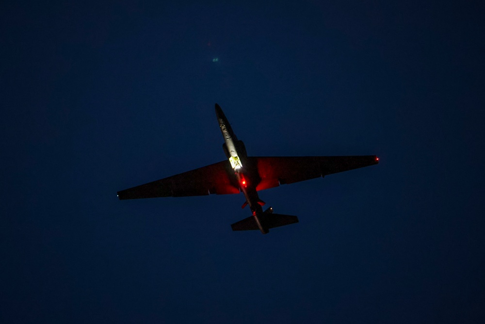 TU-2S Dragon Lady flies at dusk