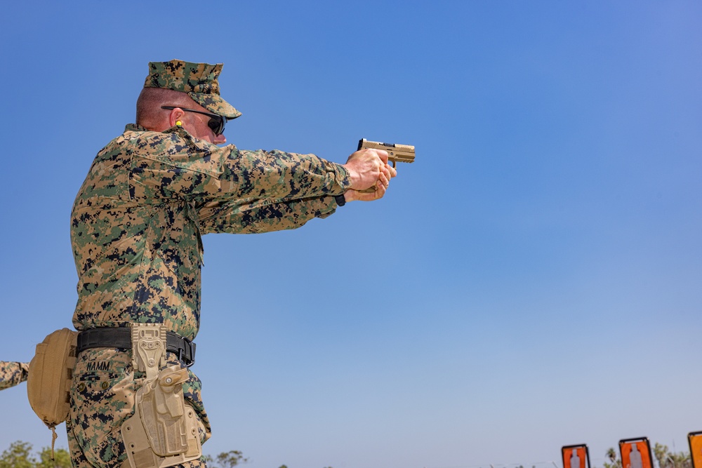 MRF-D 24.3 command element Marines, Sailors participate in annual pistol qualification