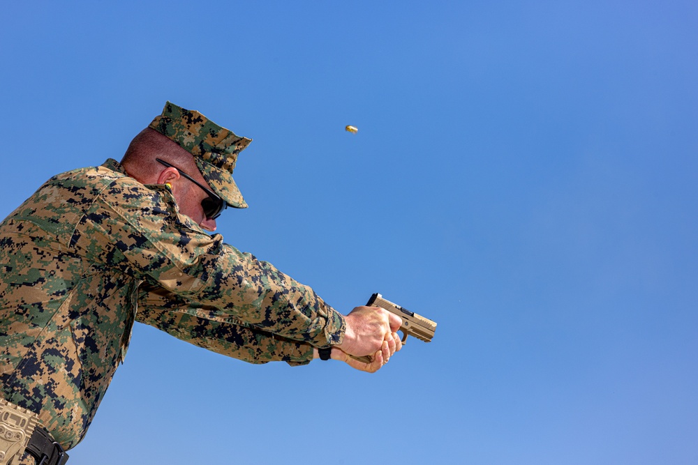 MRF-D 24.3 command element Marines, Sailors participate in annual pistol qualification
