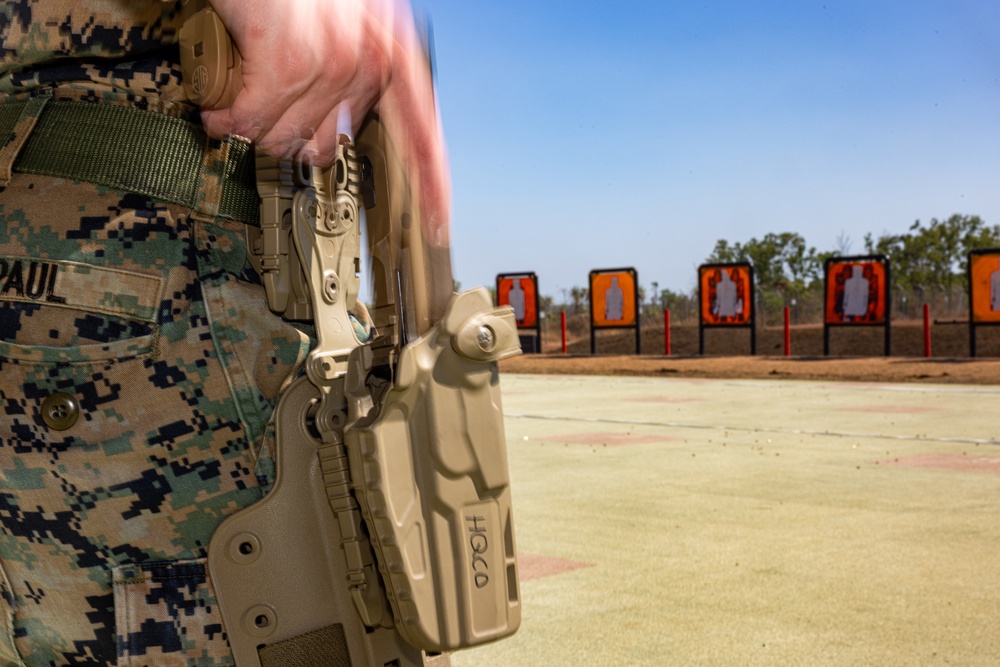 MRF-D 24.3 command element Marines, Sailors participate in annual pistol qualification