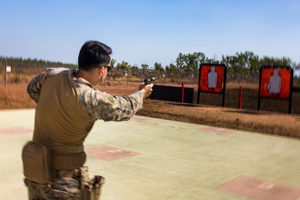 MRF-D 24.3 command element Marines, Sailors participate in annual pistol qualification