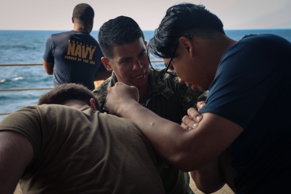 USS Hershel &quot;Woody&quot; Williams Conducts Security Reaction Force Training