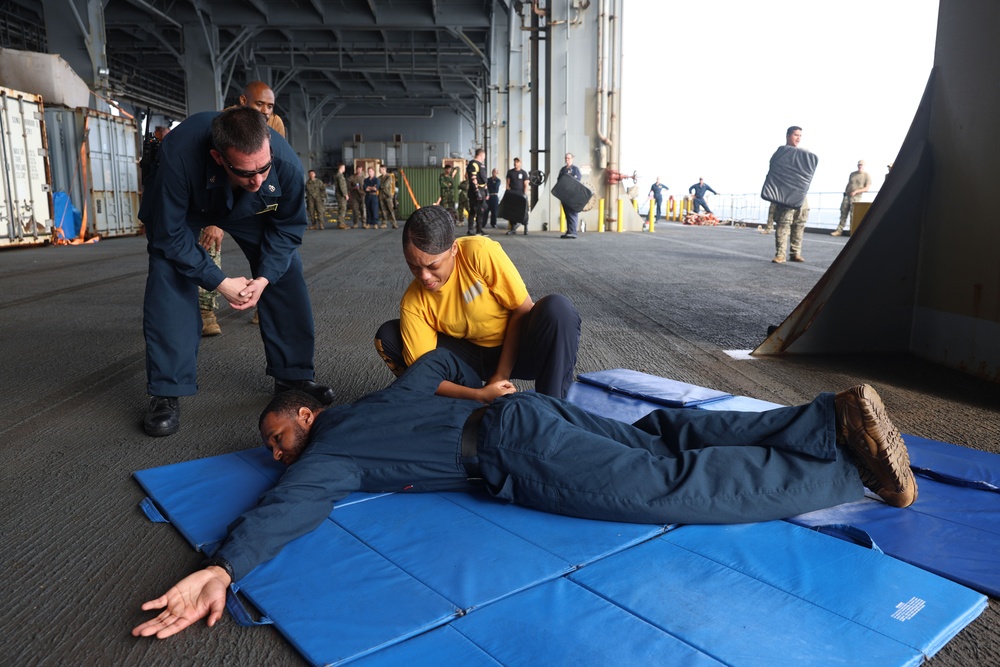 USS Hershel &quot;Woody&quot; Williams Conducts Security Reaction Force Training