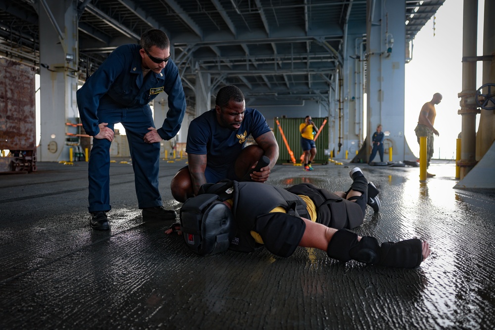 USS Hershel &quot;Woody&quot; Williams Conducts Security Reaction Force Training