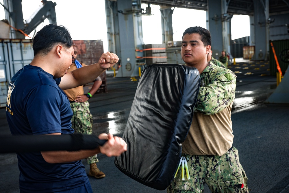 USS Hershel &quot;Woody&quot; Williams Conducts Security Reaction Force Training