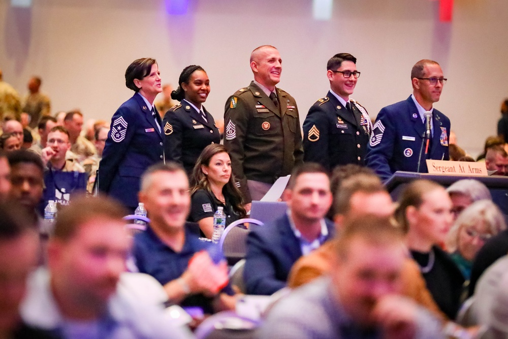 Command Sgt. Maj John T. Raines addresses at the 2024 EANGUS Conference