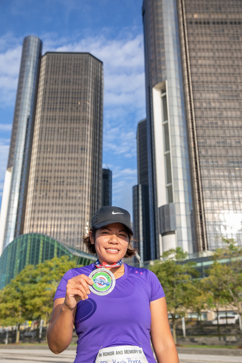 Soldier checks yet another 5k off her list while attending Motor City '24/EANGUS event in Detroit