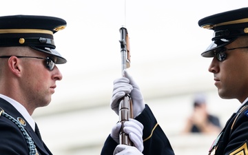 Members of Round Canopy Parachuting Team Visit Arlington National Cemetery for National Airborne Day