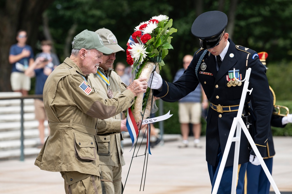 Members of Round Canopy Parachuting Team Visit Arlington National Cemetery for National Airborne Day