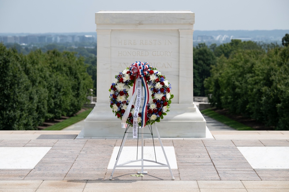 Members of Round Canopy Parachuting Team Visit Arlington National Cemetery for National Airborne Day