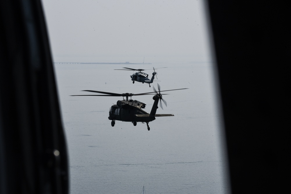 Virginia National Guard flight crews join flyover honoring U.S. Navy Vietnam veteran