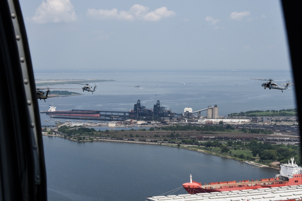 Virginia National Guard flight crews join flyover honoring U.S. Navy Vietnam veteran