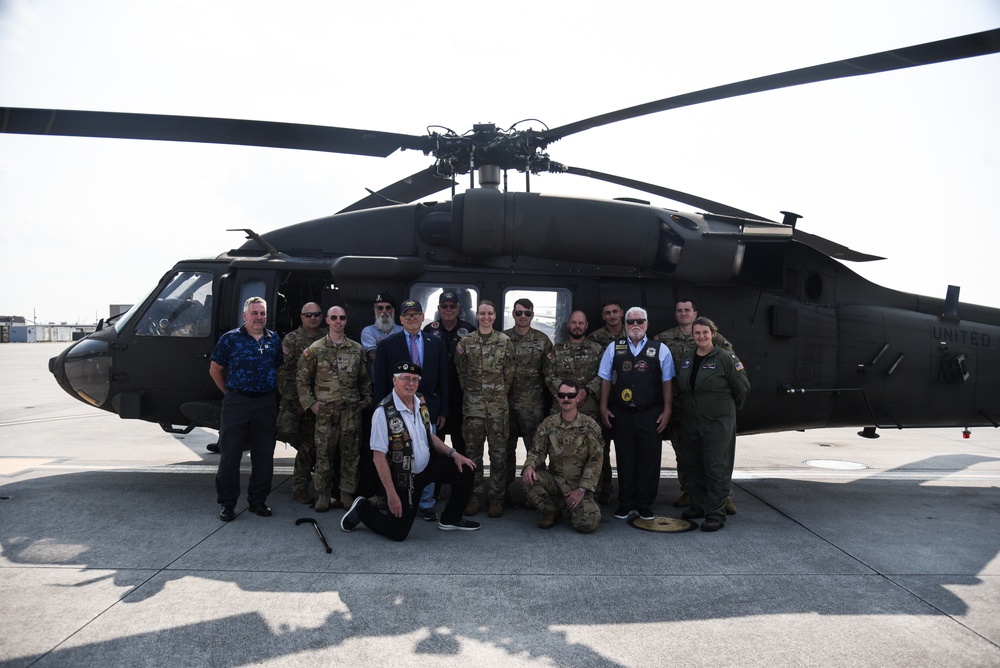 Virginia National Guard flight crews join flyover honoring U.S. Navy Vietnam veteran