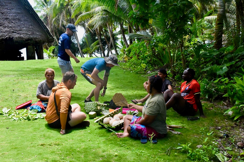 U.S. Coast Guard visits with residents of Satawal Atoll, FSM, following rescue