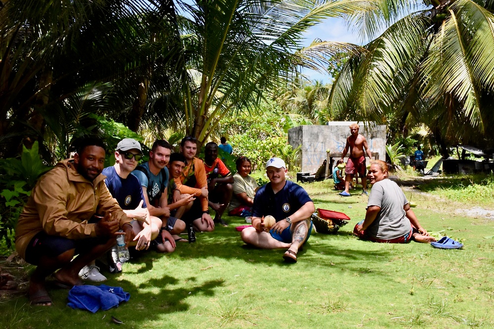 U.S. Coast Guard visits with residents of Satawal Atoll, FSM, following rescue