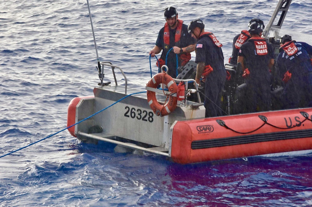 U.S. Coast Guard successfully rescues a disabled fishing vessel crew near Satawal Atoll, FSM  