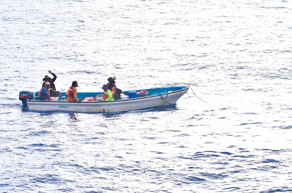 U.S. Coast Guard successfully rescues a disabled fishing vessel crew near Satawal Atoll, FSM  