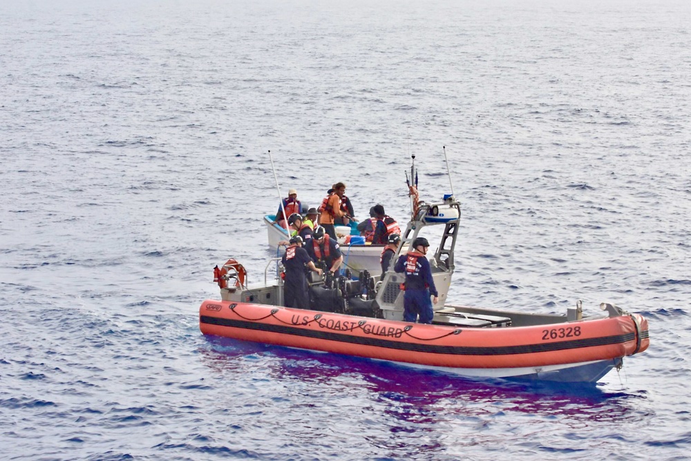 U.S. Coast Guard successfully rescues a disabled fishing vessel crew near Satawal Atoll, FSM  