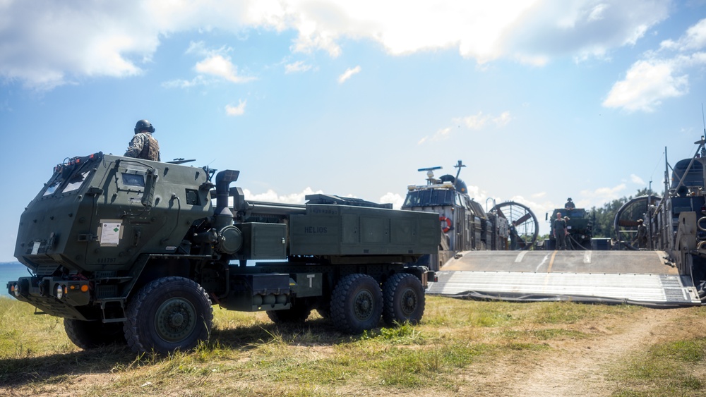 3/12 HIMARS Embark on the 31st MEU Utilizing a U.S. Navy Landing Craft, Air Cushion