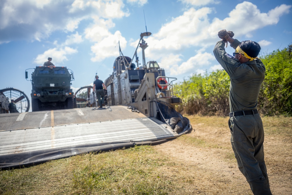 3/12 HIMARS Embark on the 31st MEU Utilizing a U.S. Navy Landing Craft, Air Cushion