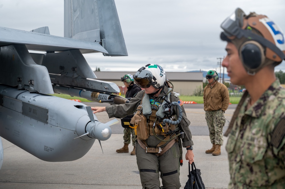 U.S. Navy Preps EA-18G Growler for takeoff during Red Flag-Alaska 24-3