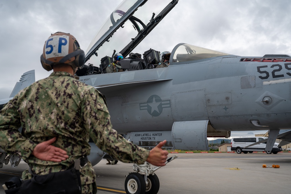 U.S. Navy Preps EA-18G Growler for takeoff during Red Flag-Alaska 24-3