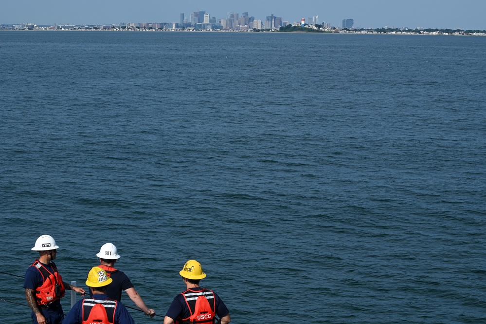 Coast Guard Cutter Northland transits into Boston Harbor