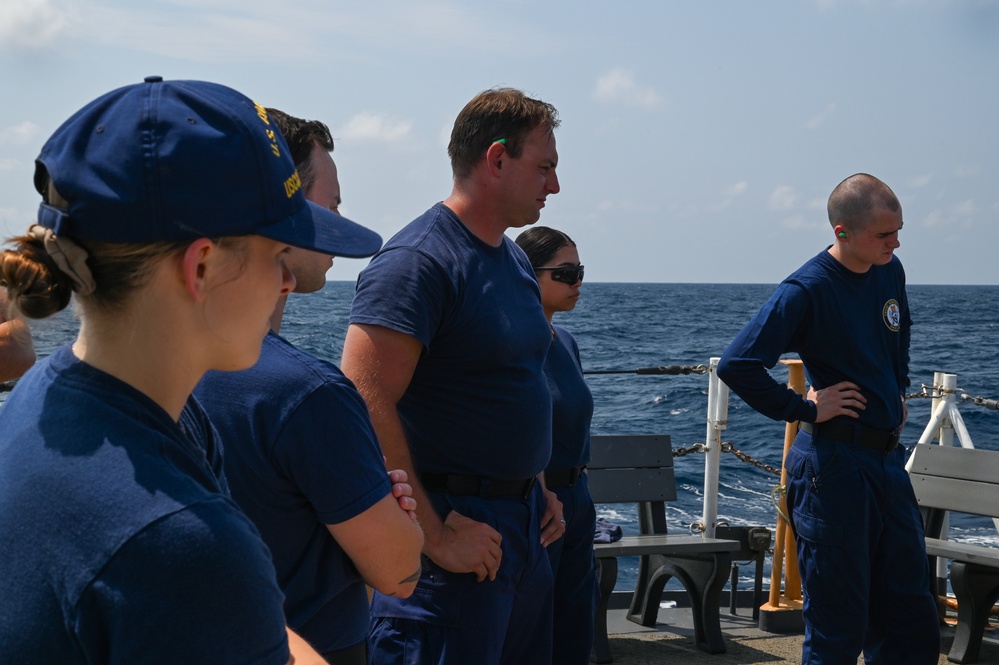 Coast Guard Cutter Northland crew members receive training at sea