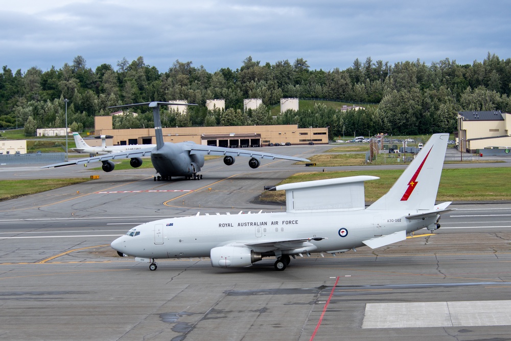 Royal Australian Air Force E-7A Wedgetail lands during Red Flag-Alaska 24-3