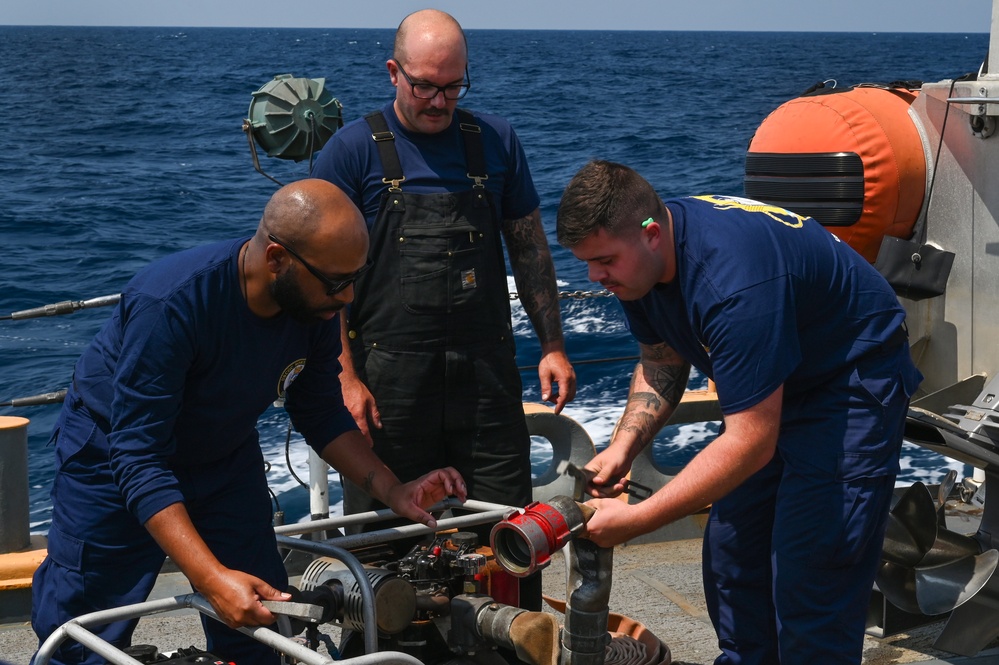 Coast Guard Cutter Northland crew members receive training at sea