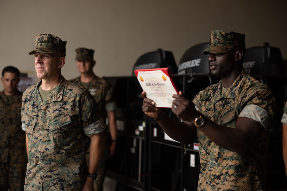 3d Marine Division Commanding General Presents 3d Marine Division NCO of the Quarter Award