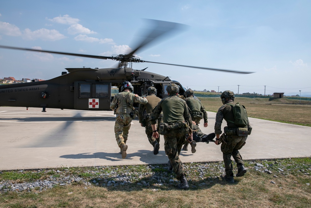 Polish soldiers assigned to Regional Command East of the KFOR mission participated in hot/cold load training at Camp Novo Selo, Kosovo Aug. 18, 2024.