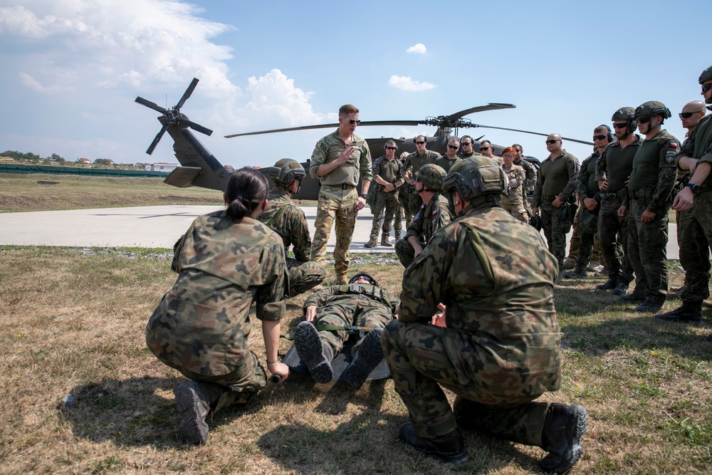 Polish soldiers assigned to Regional Command East of the KFOR mission participated in hot/cold load training at Camp Novo Selo, Kosovo Aug. 18, 2024.