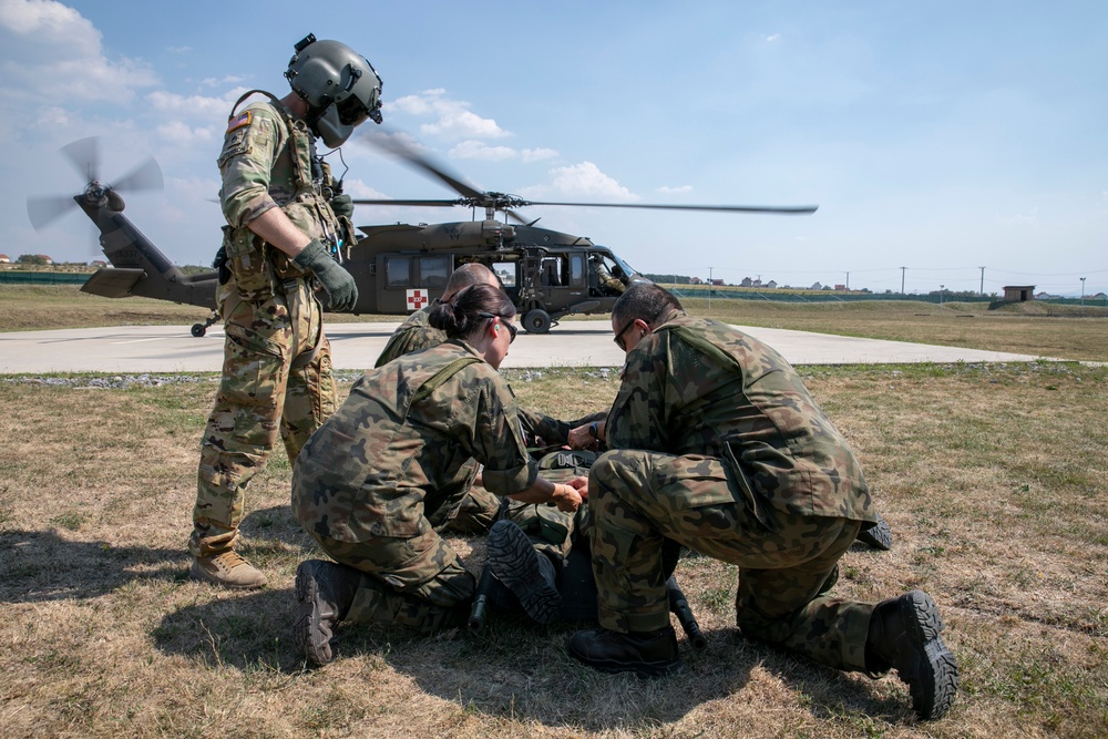 Polish soldiers assigned to Regional Command East of the KFOR mission participated in hot/cold load training at Camp Novo Selo, Kosovo Aug. 18, 2024.